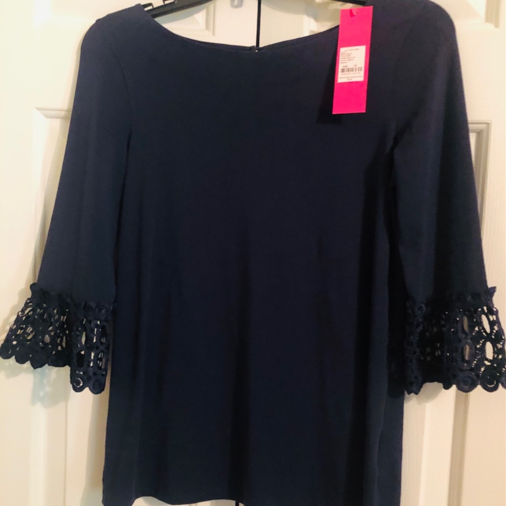 Navy Blue Lilly Pulitzer Waverly Ruffle Top